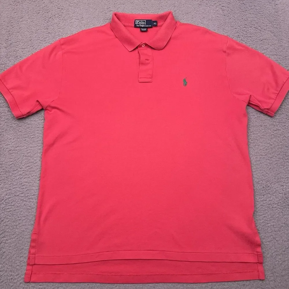 Vintage Polo Ralph Lauren Polo Shirt‎ Men's XL Pink/Red Stretch Preppy Golf - Picture 2 of 7
